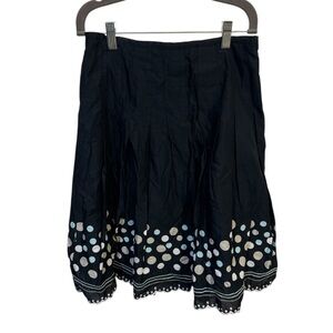 Joe Benbasset Y2K Inspired Navy Polk A Dot Scalloped Midi Skirt Size 3